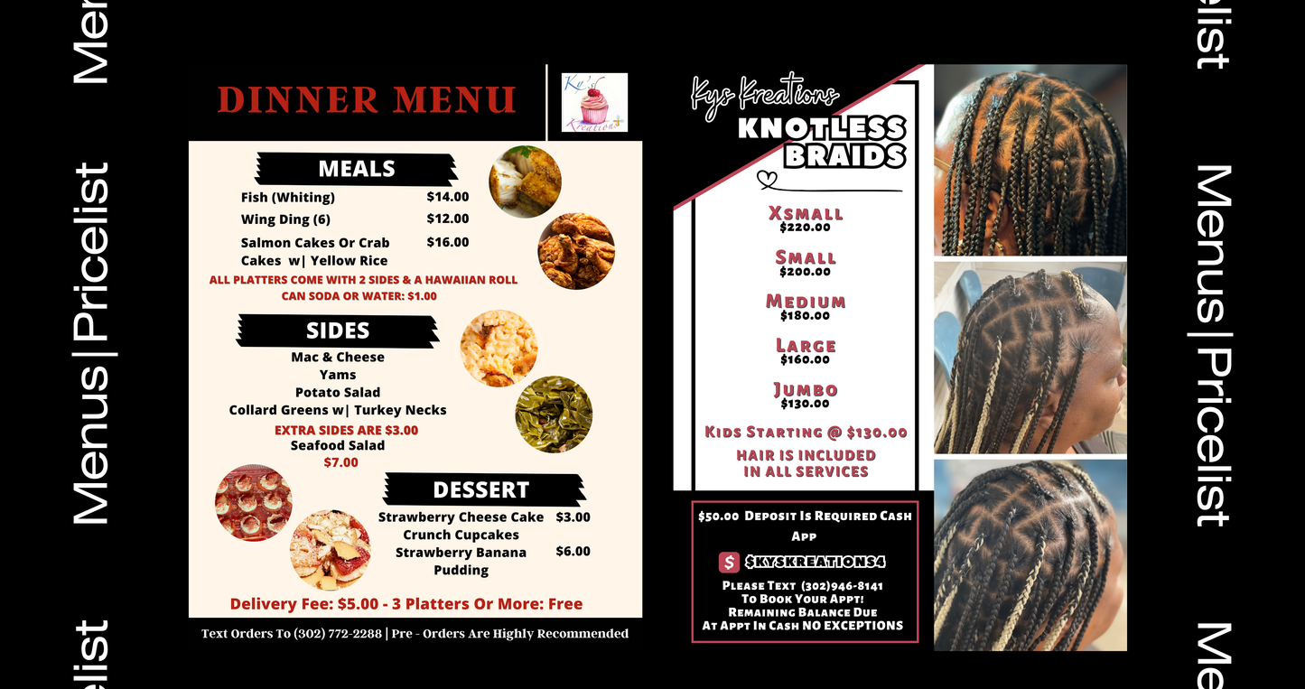 Flyer, Menu & PriceList Design & Prints