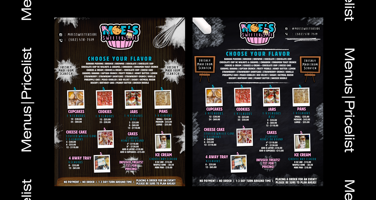 Flyer, Menu & PriceList Design & Prints